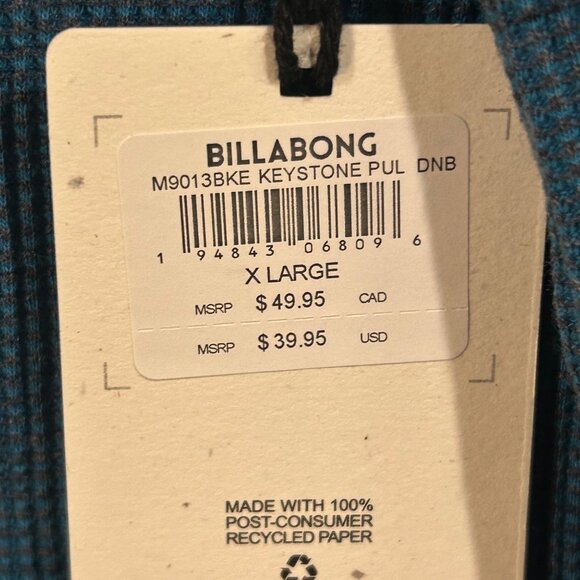 NEW Billabong Men's Size XL Thermal Pullover Waffle Knit Hoodie NWT - Picture 8 of 13